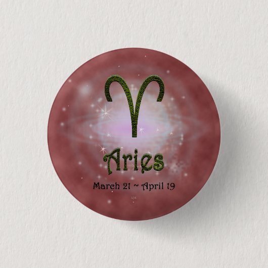 Pick Color Aries Zodiac Astrologisches Zeichen Button (Vorderseite)