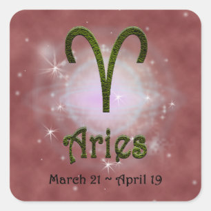 Pick Color Aries Zodiac Astrologisches Zeichen Quadratischer Aufkleber