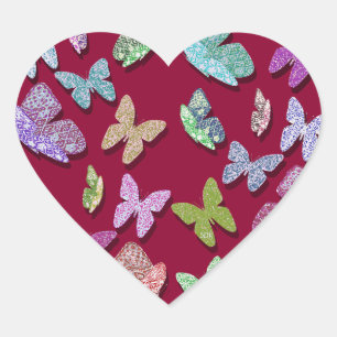 Pick Color Butterflies Surreal & Fluttering Herz-Aufkleber