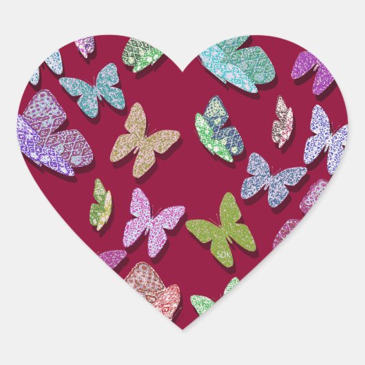 Pick Color Butterflies Surreal & Fluttering Herz-Aufkleber (Vorderseite)