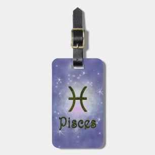 Pick Color Pisces Zodiac Astrologisches Zeichen Gepäckanhänger