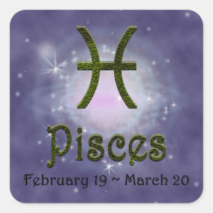 Pick Color Pisces Zodiac Astrologisches Zeichen Quadratischer Aufkleber