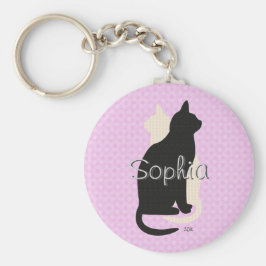 Pick Color Schwarz-weiß Cat Duo Yin Yang Style Schlüsselanhänger