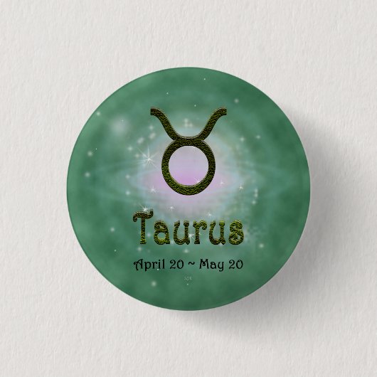 Pick Color Taurus Zodiac Astrologisches Zeichen Button (Vorderseite)