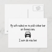 Pick-Ehefrau oder Fixierung von Autos Postkarte (Vorne/Hinten)