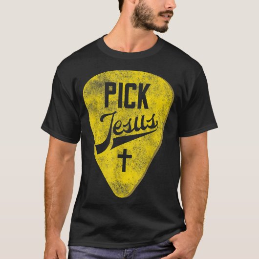Pick Jesus Christlich Music Pastor Gitarre T-Shirt (Vorderseite)