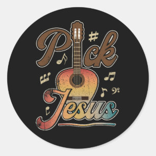 Pick Jesus Music Pastor Osterklassische Gitarre Ch Runder Aufkleber