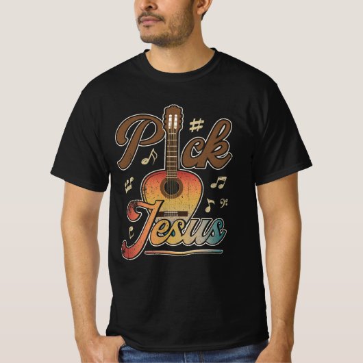 Pick Jesus Music Pastor Osterklassische Gitarre Ch T-Shirt (Vorderseite)