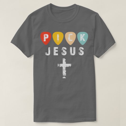 Pick Jesus Retro Vintages Plektrum T-Shirt (Design vorne)