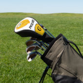 Pick Me Emoji White & Yellow Monogram Golf Headcover (In SItu)
