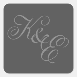 PICK SCHRIFTARTES & FARBEN! Gray Script Monogram W Quadratischer Aufkleber