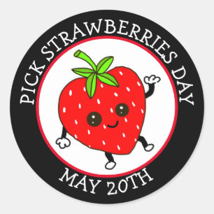 Pick Strawberries Day - 20. Mai Runder Aufkleber