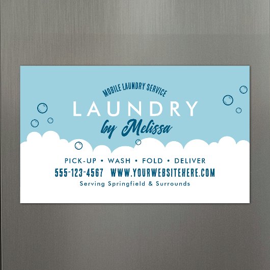 Pick-Up Laundry Service Blue & White Magnetic Card Magnetkarte