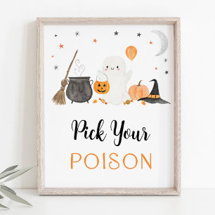 Pick your Gift Ghost Halloween Drinks Zeichen Poster
