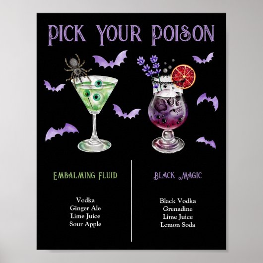 Pick Your Poison Halloween 2 Cocktail Menu Poster (Vorne)
