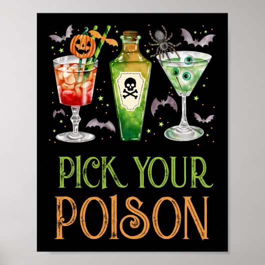 Pick your Poison Halloween Cocktail Drinks Poster (Vorne)