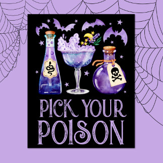 Pick your Poison Halloween Cocktail Drinks Poster