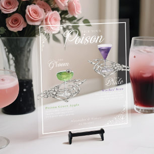 Pick your Poison Skelettbrille & Groom Cocktails Acrylschild