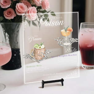 Pick your Poison Skelettbrille & Groom Cocktails Acrylschild