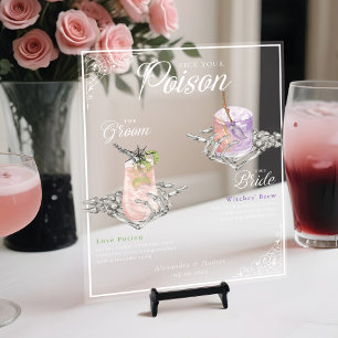 Pick your Poison Skelettbrille & Groom Cocktails Acrylschild