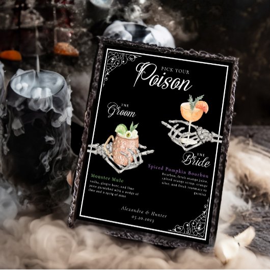 Pick your Poison Skelettbrille & Groom Cocktails Poster