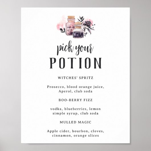 Pick Your Potion Halloween Baby Shower Drink Sign Poster (Vorne)