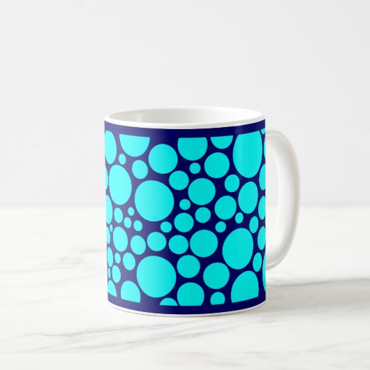Pickeliges Cyan-blaues auf dunkelblauem Kaffeetasse (VorderseiteRechts)