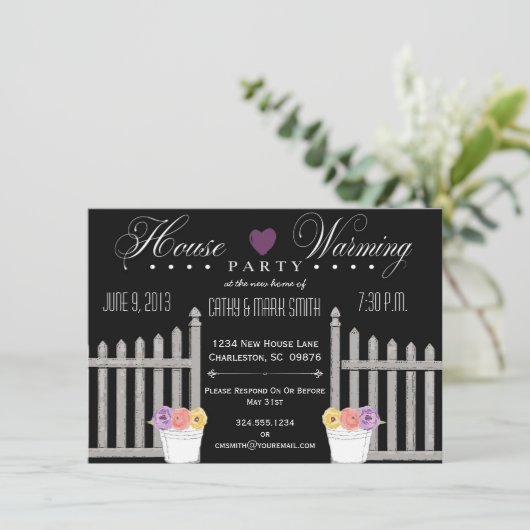 Picket Fence HouseWarming-Party Einladung (Stehend Vorderseite)
