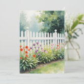 Picket Fence with Flowers Think of You Flat Karte (Stehend Vorderseite)