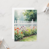 Picket Fence with Flowers Think of You Flat Karte (Vorderseite/Rückseite Beispiel)