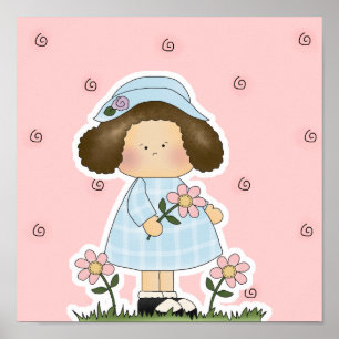 Picking Daisies Niedliche Blume Frühjahrsmädchen Poster
