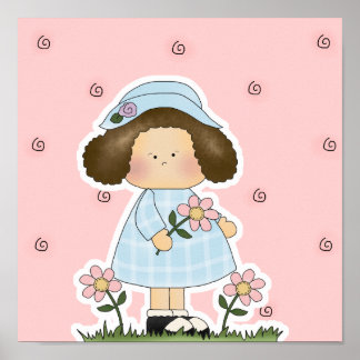 Picking Daisies Niedliche Blume Frühjahrsmädchen Poster