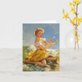 Picking Daisies Vintag Pinup Geburtstag Karte (Gelbe Blume)