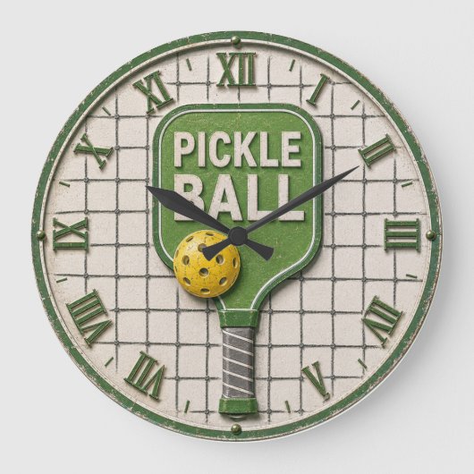 Pickle Ball Funny Pickleball Paddle Große Wanduhr (Vorderseite)