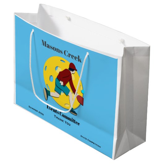 Pickle Ball Große Geschenktüte (Vorderseite Schrägansicht)