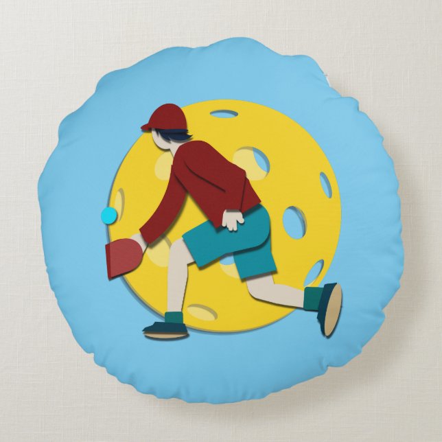 Pickle Ball Rundes Kissen (Rückseite)