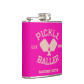 Pickle Baller Pickleball-Kollegialtypografie Flachmann (Rechts)
