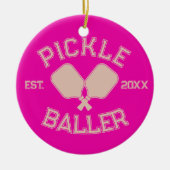 Pickle Baller Pickleball-Kollegialtypografie Keramik Ornament (Vorne)