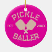 Pickle Baller Pickleball-Kollegialtypografie Keramik Ornament (Hinten)