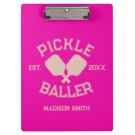 Pickle Baller Pickleball-Kollegialtypografie Klemmbrett (Vorderseite)