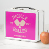 Pickle Baller Pickleball-Kollegialtypografie Metall Brotdose (Beispiel)