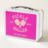 Pickle Baller Pickleball-Kollegialtypografie Metall Brotdose (Rückseite)