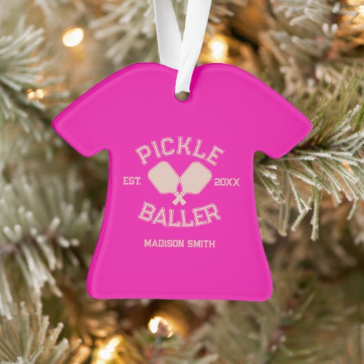 Pickle Baller Pickleball-Kollegialtypografie Ornament (Baum)
