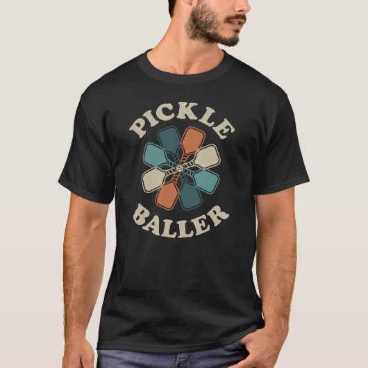 Pickle Baller | Retro Pickleball Paddles T-Shirt (Vorderseite)