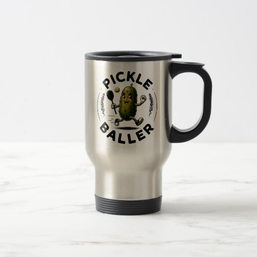 Pickle Baller Travel Mug - Vintages Pickleball Art Reisebecher (Rechts)