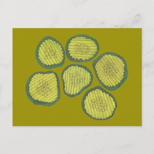 Pickle Chips Green Kosher Dill Pickle Chip Design Postkarte (Vorderseite)