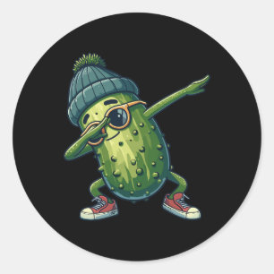 Pickle Cucumber Funny National Pickday Dabbing Runder Aufkleber