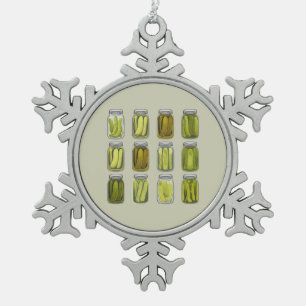 Pickle-Enthusiast Vintage-Dosen-Gurken Glas Weihna Schneeflocken Zinn-Ornament