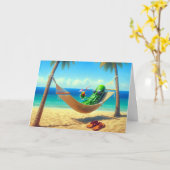 Pickle entspannt in der Hängematte für den Vaterta Karte (Gelbe Blume)