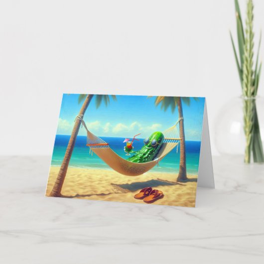 Pickle entspannt sich in der Hängematte zum Geburt Karte (Vorderseite)